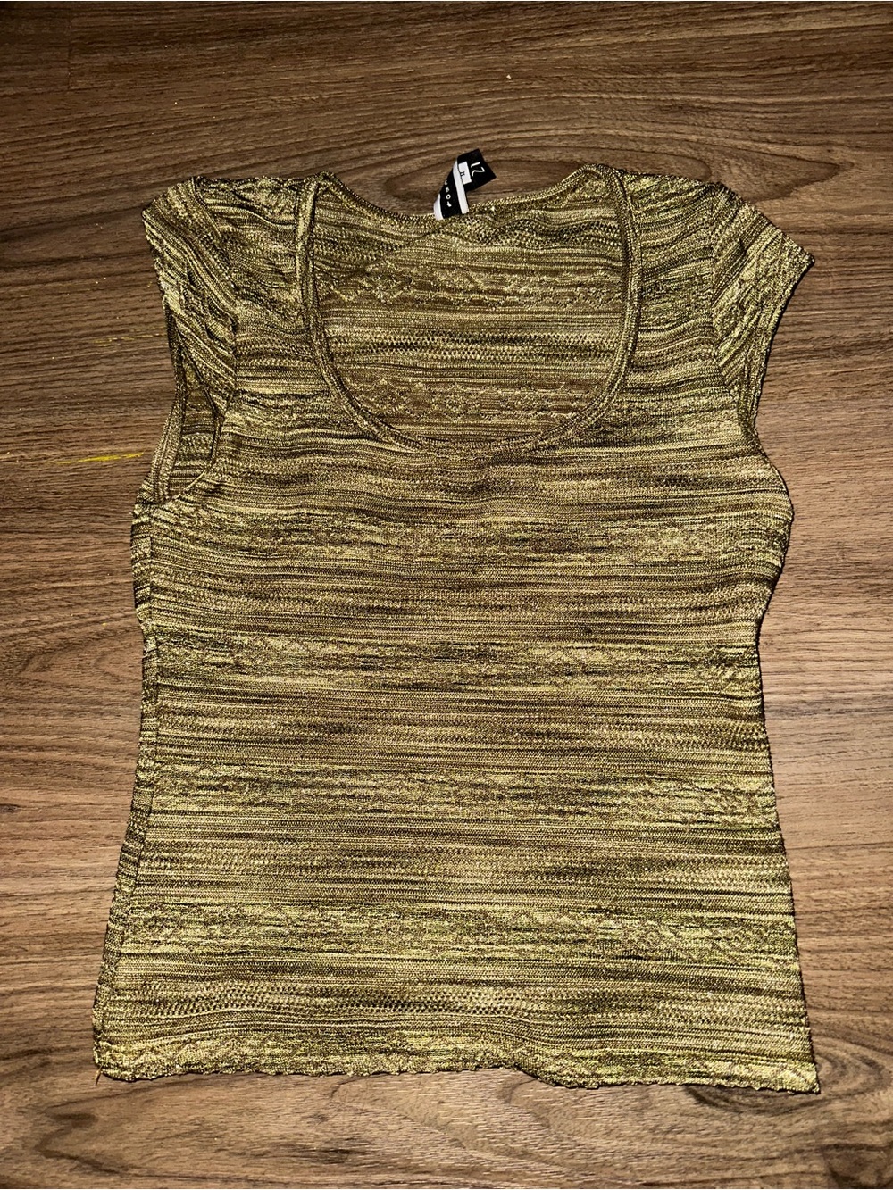 Metallic Gold Knit Scoop Neck Top Vintage
